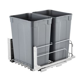 Double Pullout Waste Container Kitchen Trash Can with Soft Close Grey 35QTx2