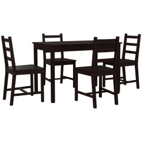 HOMCOM 5 Piece Dining Set Wooden Kitchen Table Chairs Breakfast Nook Chestnut