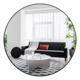 Black Deep Frame 36" Round Mirror, Modern Dresser Mirror Wall Mounted Decor Metal Frame for Bedroom Living Room Entryway Fireplace Mantel Dining