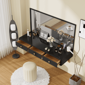 GO 47" Floating Shelf with Drawer, Multi-Purpose Wall-Mounted Vanity Table, Mounted Desk, Floating Table for Bedroom, Bathroom, Hairdressers