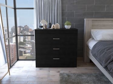 Melia Three Drawer Dresser; Superior Top; Metal Hardware -Black