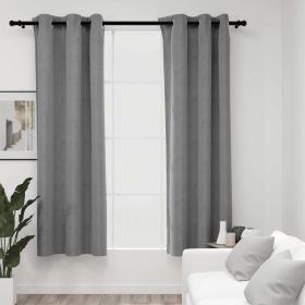 Blackout Curtains with Rings 2 pcs Gray 37"x84" Velvet