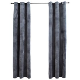 Blackout Curtains with Rings 2 pcs Anthracite 37"x84" Velvet