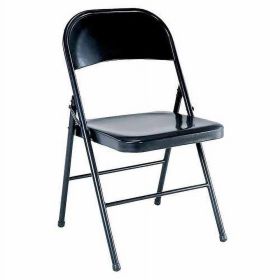 All-Steel Metal Folding Chair, Double Braced, Black