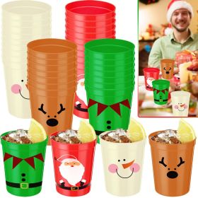 12 Pcs Christmas Drink Cups 4 Styles Patterns Santa Claus Snowman Elk Coffee Cup for Christmas New Year Holiday Party Favors Coffee Wine Cold Dri