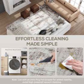 9x12 Boho Area Rug, Machine Washable Carpet For Living Room, Bedroom, Dining Room, Kitchen, Home Office, Brown (Color: Brown)