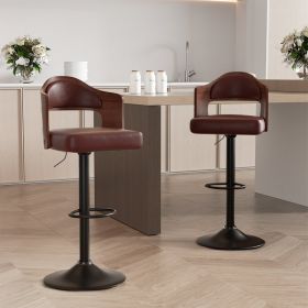 Swivel Bar Stools Set of 2 Seat Adjustable Height 25.2-33.8IN (count: 2 set, Color: Brown)