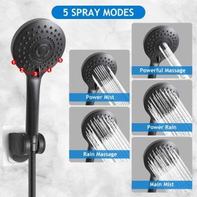 Shower Head Combo, 8 Inch High Pressure Rain with 11 Inch Adjustable Extension Arm and 5 Settings Handheld (size: 12'' Showerhead Set Matte Black)