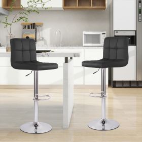 The high bar stool has a height-adjustable function. They are suitable for use with kitchen islands, family leisure areas or small coffee bars (Color: Black)