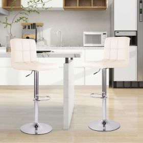 The high bar stool has a height-adjustable function. They are suitable for use with kitchen islands, family leisure areas or small coffee bars (Color: Beige)