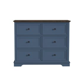 6 DrawersTall Dresser for Bedroom Vertical Storage Tower  Wood Top Closets (Color: Blue)