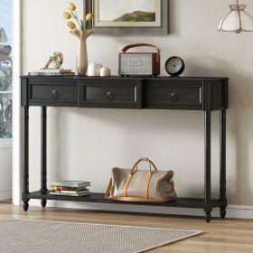 Console Table Sofa Table with Drawers for Entryway with Projecting Drawers and Long Shelf (Color: Espresso, Material: Solid Wood+MDF)