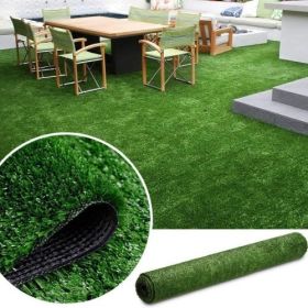 6ft x 10ft Premium Artificial Turf Mat with Drainage Holes. Thick Fake Grass with Rubber Backing, Ideal for Indoor/Outdoor Pet Areas, Garden, Law (Green: 6ft x 10ft-Grass height 0.6 inches/1.5cm)