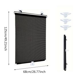 Window Shade with 3 Suction Cups Insulation Blackout Blind Shade Portable Temporary Cover (size: 26.77x 49.21 in)