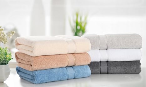 Kathy Ireland Zero Twist Cotton Plush Bath Sheet Towel (Color: Beige)