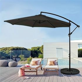 Outdoor Offset Patio Umbrella with Infinite Tilt Waterproof and Fade Resistant Recycled Fabric Canopy Cantilever Hanging Umbrella for Deck Garden (Color: Black)
