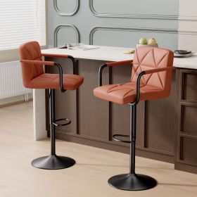 The back of the bar counter chair is equipped with a height-adjustable pull rod, which can be adapted to bars or islands of different heights (Color: Ochre)