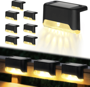 16PCS solar outdoor light, spring camping outdoor light, outdoor LED step light, solar charging, suitable for balconies, terraces, stairs, fences (Color: Warm light 8PCS)