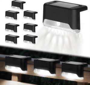 16PCS solar outdoor light, spring camping outdoor light, outdoor LED step light, solar charging, suitable for balconies, terraces, stairs, fences (Color: White light 8PCS)