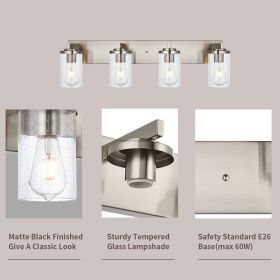 6-Light Vanity Light in Matt Black Finish, Vintage Farmhouse Mirror Lights with Clear Glass Shade. (Numbers of Light: 4-Light, Color: Brushed Nickel)